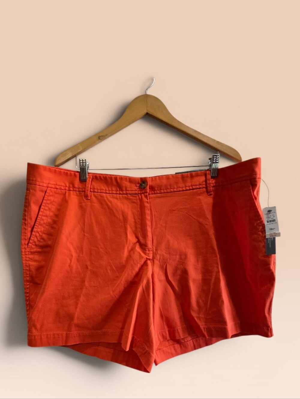 Talbots Bright Coral/Red Cotton Relaxed Chino Shorts